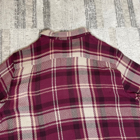 NEW Lucky Brand Men XXL Burgundy Plaid Flannel Textured Button Shirt Long Sleeve - Picture 5 of 13